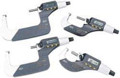 TESA Brown & Sharpe - 2 to 3 Inch Range, 0.0001 Inch Resolution, Standard Throat, IP54 Electronic Outside Micrometer - 0.0002 Inch Accuracy, Carbide Face, Includes Plastic Case - USA Tool & Supply