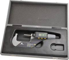 TESA Brown & Sharpe - 1 to 2 Inch Range, 0.0001 Inch Resolution, Standard Throat, IP54 Electronic Outside Micrometer - 0.0002 Inch Accuracy, Carbide Face, Includes Plastic Case - USA Tool & Supply