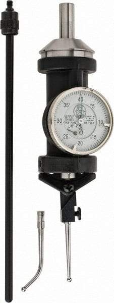 Made in USA - 5 Piece, 0" to 1/4" Measuring Range, White Dial Test Indicator Kit - 0.0002" Accuracy, 1/8" Ball Diam, 0.0005" Dial Graduation - USA Tool & Supply