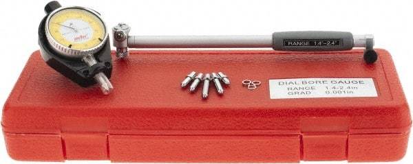 Value Collection - 6 Anvil, 1.4 to 2.4" Dial Bore Gage - 0.001" Graduation, 6" Gage Depth - USA Tool & Supply