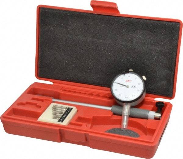 Value Collection - 8 Anvil, 0.7 to 1-1/2" Dial Bore Gage - 0.0005" Graduation, 5" Gage Depth - USA Tool & Supply