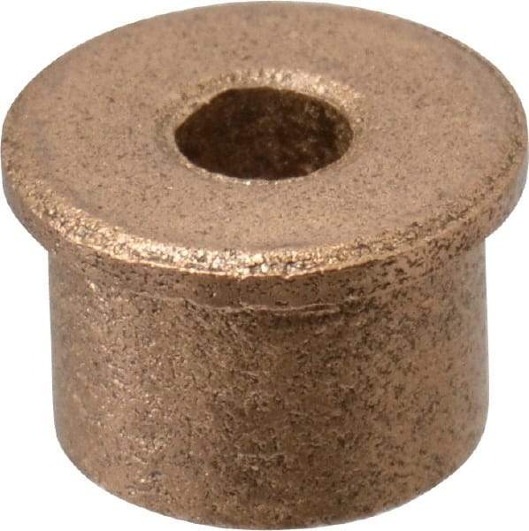 Boston Gear - 1/8" Inside x 5/16" Outside Diam, Oil Impregnated Bronze Sleeve Bearing - 3/8" Flange Outside Diam, 3/64" Flange Thickness, 1/4" OAL - USA Tool & Supply