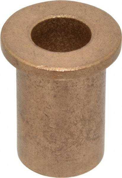 Boston Gear - 1/2" Inside x 3/4" Outside Diam, Oil Impregnated Bronze Sleeve Bearing - 1" Flange Outside Diam, 1/8" Flange Thickness, 1-1/4" OAL - USA Tool & Supply