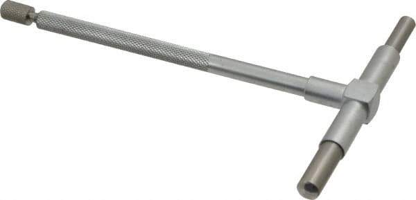 Value Collection - 2-1/8 to 3-1/2 Inch, 5.85 Inch Overall Length, Telescoping Gage - 5 Inch Long Handle, Hardened Tool Steel, Satin Chrome Finish - USA Tool & Supply