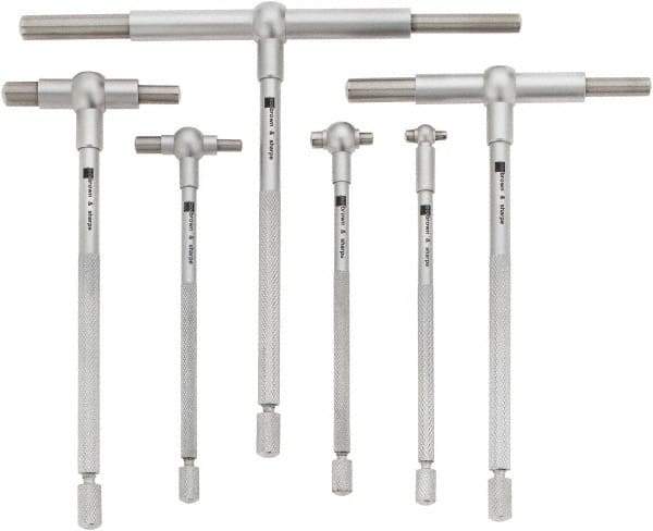 TESA Brown & Sharpe - 6 Piece, 5/16 to 6 Inch, Satin Chrome Finish, Telescoping Gage Set - Includes Plastic Case - USA Tool & Supply