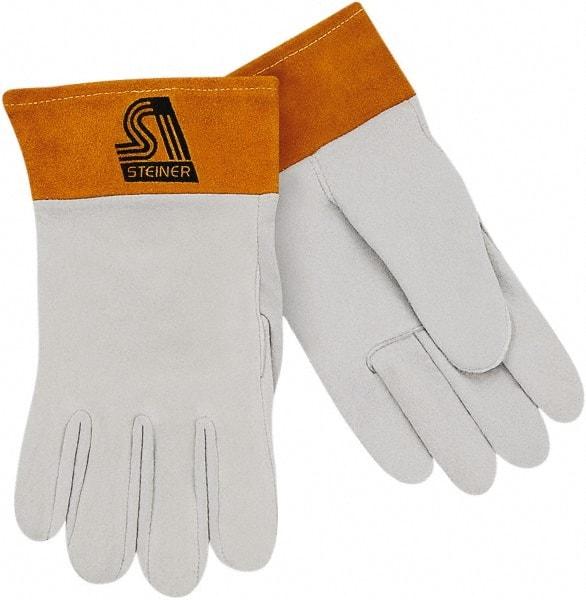 Steiner - Size M Unlined Deerskin Welding Glove - 10" OAL, Safety Cuff, For TIG - USA Tool & Supply