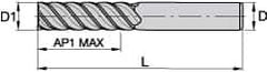 Kennametal - 3/4", 1-1/8" LOC, 3/4" Shank Diam, 6" OAL, 4 Flute, Solid Carbide Square End Mill - Single End, TiAlN/TiN/TiAlN Finish, Spiral Flute, 50° Helix, Centercutting, Right Hand Cut, Right Hand Flute, Series HPRDM - USA Tool & Supply