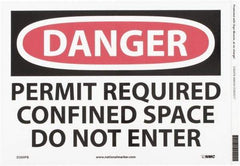 NMC - "Danger - Permit Required - Confined Space - Do Not Enter", 10" Long x 14" Wide, Pressure-Sensitive Vinyl Safety Sign - Rectangle, 0.004" Thick, Use for Accident Prevention - USA Tool & Supply