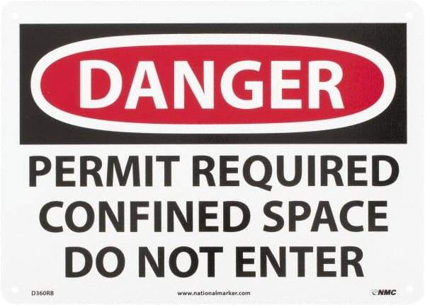 NMC - "Danger - Permit Required - Confined Space - Do Not Enter", 10" Long x 14" Wide, Rigid Plastic Safety Sign - Rectangle, 0.05" Thick, Use for Accident Prevention - USA Tool & Supply