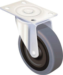 Shepherd - 4" Diam x 15/16" Wide x 4-3/4" OAH Top Plate Mount Swivel Caster - TPR, 125 Lb Capacity, Nylon Bearing, 2-5/8 x 3-3/4" Plate - USA Tool & Supply
