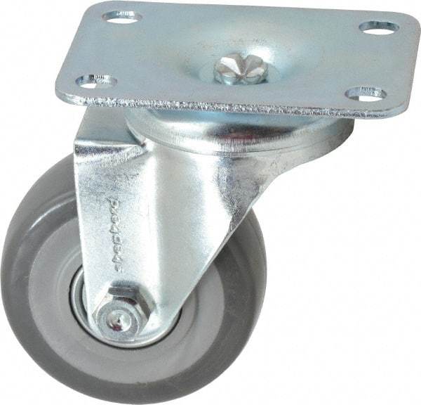 Shepherd - 3" Diam x 1-1/4" Wide x 4-1/4" OAH Top Plate Mount Swivel Caster - Polyurethane, 185 Lb Capacity, Ball Bearing, 2-5/8 x 3-3/4" Plate - USA Tool & Supply