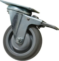 Shepherd - 4" Diam x 1-1/4" Wide x 5-1/4" OAH Top Plate Mount Swivel Caster with Brake - Polyurethane, 200 Lb Capacity, Ball Bearing, 2-5/8 x 3-3/4" Plate - USA Tool & Supply