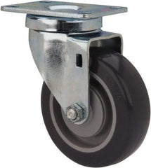 Shepherd - 4" Diam x 1-1/4" Wide x 5-1/4" OAH Top Plate Mount Swivel Caster - Polyurethane, 200 Lb Capacity, Ball Bearing, 2-5/8 x 3-3/4" Plate - USA Tool & Supply