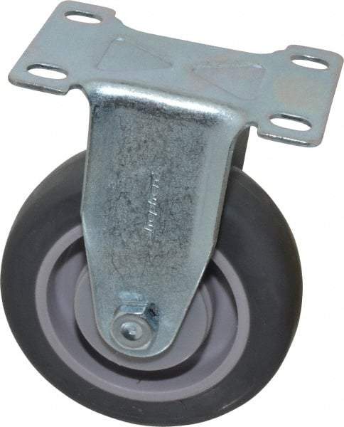 Shepherd - 4" Diam x 1-1/4" Wide x 5-1/4" OAH Top Plate Mount Rigid Caster - Polyurethane, 200 Lb Capacity, Ball Bearing, 2-5/8 x 3-3/4" Plate - USA Tool & Supply