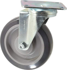 Shepherd - 5" Diam x 1-1/4" Wide x 6-1/4" OAH Top Plate Mount Swivel Caster - Polyurethane, 225 Lb Capacity, Ball Bearing, 2-5/8 x 3-3/4" Plate - USA Tool & Supply