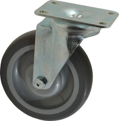 Shepherd - 5" Diam x 1-1/4" Wide x 6-1/4" OAH Top Plate Mount Swivel Caster - TPR, 200 Lb Capacity, Ball Bearing, 2-5/8 x 3-3/4" Plate - USA Tool & Supply