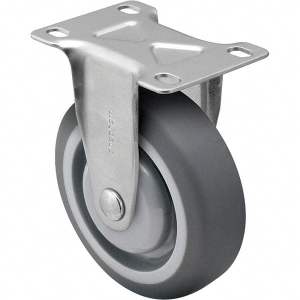 Shepherd - 5" Diam x 1-1/4" Wide x 6-1/4" OAH Top Plate Mount Rigid Caster - TPR, 200 Lb Capacity, Ball Bearing, 2-5/8 x 3-3/4" Plate - USA Tool & Supply