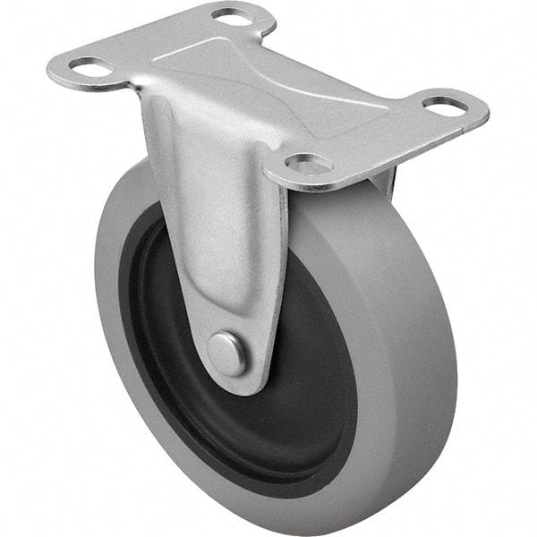 Shepherd - 4" Diam x 15/16" Wide x 4-3/4" OAH Top Plate Mount Rigid Caster - TPR, 125 Lb Capacity, Nylon Bearing, 2-5/8 x 3-3/4" Plate - USA Tool & Supply