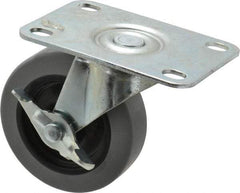Shepherd - 3" Diam x 13/16" Wide x 3-1/2" OAH Top Plate Mount Swivel Caster with Brake - Polyurethane, 120 Lb Capacity, Plain Bearing, 2-5/8 x 3-3/4" Plate - USA Tool & Supply
