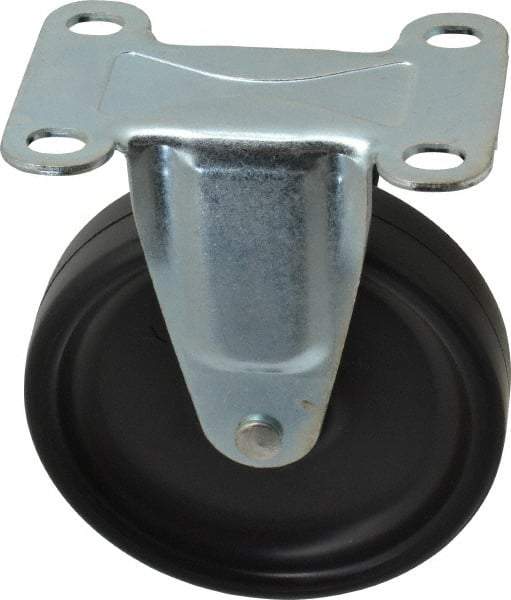 Shepherd - 4" Diam x 15/16" Wide x 4-3/4" OAH Top Plate Mount Rigid Caster - Polyolefin, 150 Lb Capacity, Nylon Bearing, 2-5/8 x 3-3/4" Plate - USA Tool & Supply