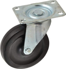 Shepherd - 4" Diam x 15/16" Wide x 4-3/4" OAH Top Plate Mount Swivel Caster - Soft Rubber, 125 Lb Capacity, Nylon Bearing, 2-5/8 x 3-3/4" Plate - USA Tool & Supply