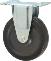 Shepherd - 4" Diam x 15/16" Wide x 4-3/4" OAH Top Plate Mount Rigid Caster - Soft Rubber, 125 Lb Capacity, Nylon Bearing, 2-5/8 x 3-3/4" Plate - USA Tool & Supply