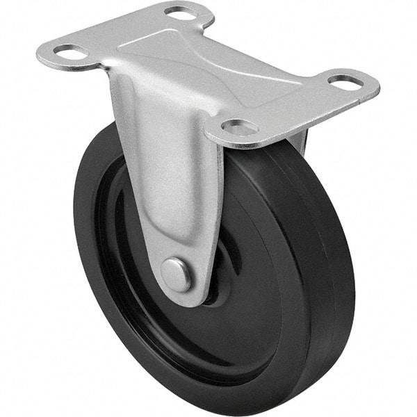 Shepherd - 5" Diam x 15/16" Wide x 5-3/4" OAH Top Plate Mount Rigid Caster - Polyolefin, 160 Lb Capacity, Plain Bore Bearing, 2-5/8 x 3-3/4" Plate - USA Tool & Supply