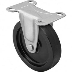 Shepherd - 5" Diam x 15/16" Wide x 5-3/4" OAH Top Plate Mount Rigid Caster - Polyolefin, 160 Lb Capacity, Plain Bore Bearing, 2-5/8 x 3-3/4" Plate - USA Tool & Supply