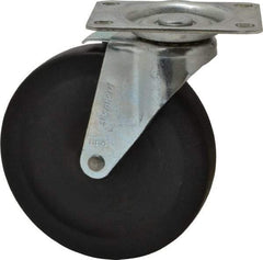 Shepherd - 5" Diam x 15/16" Wide x 5-3/4" OAH Top Plate Mount Swivel Caster with Brake - Hard Rubber, 160 Lb Capacity, Nylon Bearing, 2-5/8 x 3-3/4" Plate - USA Tool & Supply