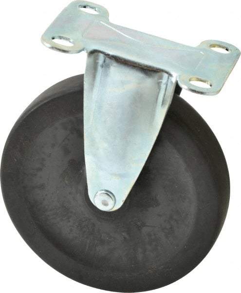 Shepherd - 5" Diam x 15/16" Wide x 5-3/4" OAH Top Plate Mount Rigid Caster - Hard Rubber, 160 Lb Capacity, Nylon Bearing, 2-5/8 x 3-3/4" Plate - USA Tool & Supply