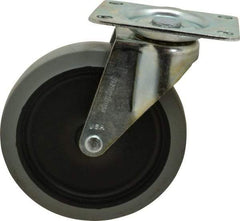 Shepherd - 5" Diam x 15/16" Wide x 5-3/4" OAH Top Plate Mount Swivel Caster - TPR, 135 Lb Capacity, Plain Bearing, 2-5/8 x 3-3/4" Plate - USA Tool & Supply