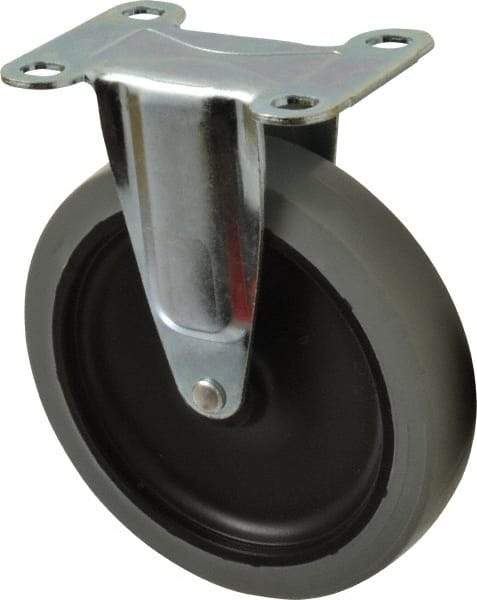 Shepherd - 5" Diam x 15/16" Wide x 5-3/4" OAH Top Plate Mount Rigid Caster - TPR, 135 Lb Capacity, Plain Bearing, 2-5/8 x 3-3/4" Plate - USA Tool & Supply