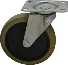 Shepherd - 5" Diam x 15/16" Wide x 5-3/4" OAH Top Plate Mount Swivel Caster - Polyurethane, 160 Lb Capacity, Plain Bearing, 2-5/8 x 3-3/4" Plate - USA Tool & Supply