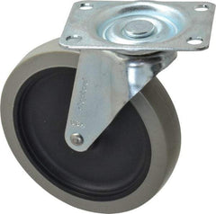 Shepherd - 5" Diam x 15/16" Wide x 5-3/4" OAH Top Plate Mount Swivel Caster with Brake - Polyurethane, 160 Lb Capacity, Plain Bearing, 2-5/8 x 3-3/4" Plate - USA Tool & Supply