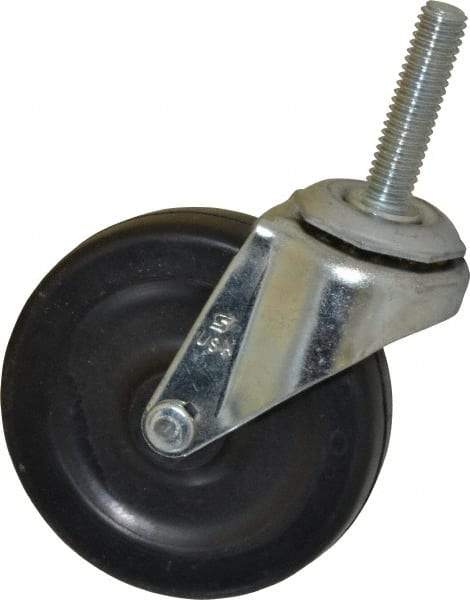 Shepherd - 3" Diam x 13/16" Wide x 3-1/2" OAH Stem Mount Swivel Caster - Soft Rubber, 110 Lb Capacity, Nylon Bearing, 3/8-16 x 1-1/2" Threaded Stem - USA Tool & Supply