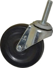 Shepherd - 3" Diam x 13/16" Wide x 3-1/2" OAH Stem Mount Swivel Caster - Soft Rubber, 110 Lb Capacity, Nylon Bearing, 3/8-16 x 1-1/2" Threaded Stem - USA Tool & Supply