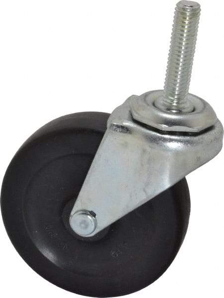 Shepherd - 3" Diam x 13/16" Wide x 3-1/2" OAH Stem Mount Swivel Caster - Hard Rubber, 120 Lb Capacity, Nylon Bearing, 3/8-16 x 1-1/2" Threaded Stem - USA Tool & Supply