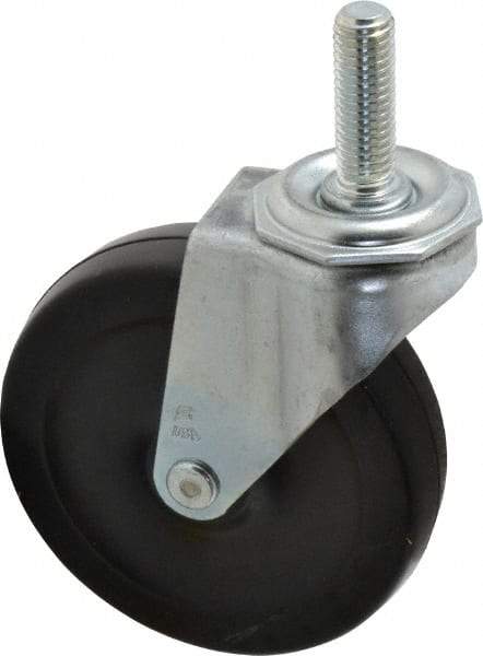 Shepherd - 4" Diam x 15/16" Wide x 4-3/4" OAH Stem Mount Swivel Caster - Soft Rubber, 125 Lb Capacity, Nylon Bearing, 1/2-13 x 1-1/2" Threaded Stem - USA Tool & Supply