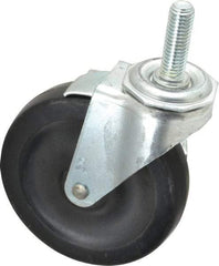 Shepherd - 4" Diam x 15/16" Wide x 4-3/4" OAH Stem Mount Swivel Caster with Brake - Soft Rubber, 125 Lb Capacity, Nylon Bearing, 1/2-13 x 1-1/2" Threaded Stem - USA Tool & Supply