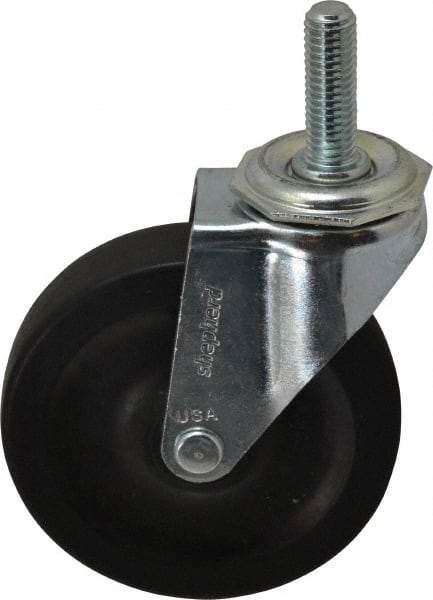 Shepherd - 4" Diam x 15/16" Wide x 4-3/4" OAH Stem Mount Swivel Caster - Hard Rubber, 150 Lb Capacity, Nylon Bearing, 1/2-13 x 1-1/2" Threaded Stem - USA Tool & Supply