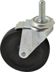 Shepherd - 4" Diam x 15/16" Wide x 4-3/4" OAH Stem Mount Swivel Caster with Brake - Hard Rubber, 150 Lb Capacity, Nylon Bearing, 1/2-13 x 1-1/2" Threaded Stem - USA Tool & Supply