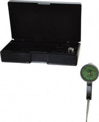 Mahr - 0.01 Inch Range, 0.0005 Inch Dial Graduation, Horizontal Dial Test Indicator - 1.1 Inch Green Dial, 0-10-0 Dial Reading - USA Tool & Supply