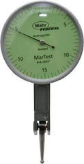 Mahr - 0.015 Inch Range, 0.0005 Inch Dial Graduation, Horizontal Dial Test Indicator - 1-1/2 Inch Green Dial, 0-15-0 Dial Reading - USA Tool & Supply