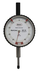 Mahr - 0.8mm Range, 0-45-0 Dial Reading, 0.01mm Graduation Dial Drop Indicator - 50mm Dial, 0.01mm Range per Revolution - USA Tool & Supply