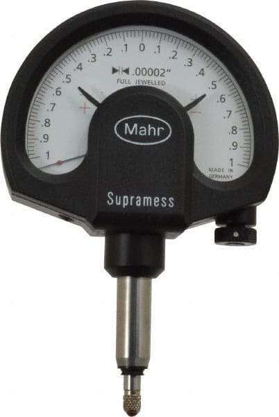 Mahr - 0 Inch Graduation, 0.001 Inch Max Measurement, Dial Comparator Gage - 1 N Force, 0.11 Inch Overtravel, White - USA Tool & Supply