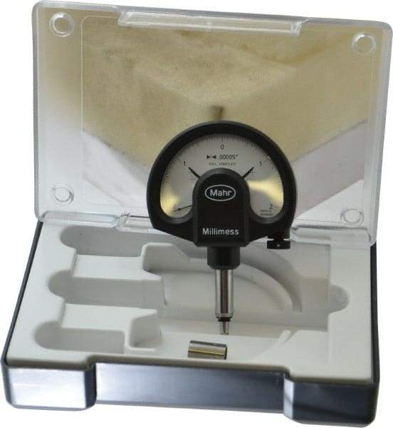 Mahr - 0.0001 Inch Graduation, Accuracy Up to 0.0001 Inch, 0.002 Inch Max Measurement, Dial Comparator Gage - 1 N Force, 0.11 Inch Overtravel, White - USA Tool & Supply