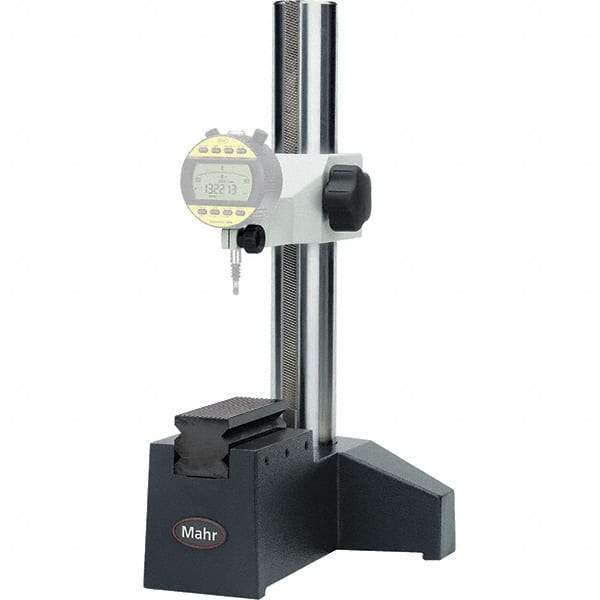 Mahr - Steel (Balls & Cable), Comparator Gage Stand - 9-1/2" High, 5-1/2" Base Length x 6" Base Width x 4" Base Height, Includes Holder - USA Tool & Supply
