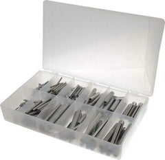 Made in USA - 500 Piece, 1/16 to 7/16" Pin Diam, Spring Pin Assortment - Zinc, Zinc Plated - USA Tool & Supply