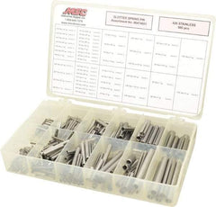 Made in USA - 500 Piece, 1/16 to 7/16" Pin Diam, Spring Pin Assortment - 420 Stainless Steel - USA Tool & Supply