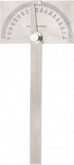 Value Collection - 6 Inch Long Blade, 180° Max Measurement, 1° Dial Graduation, Rectangular Head Protractor - 0 to 180 Dial Range - USA Tool & Supply